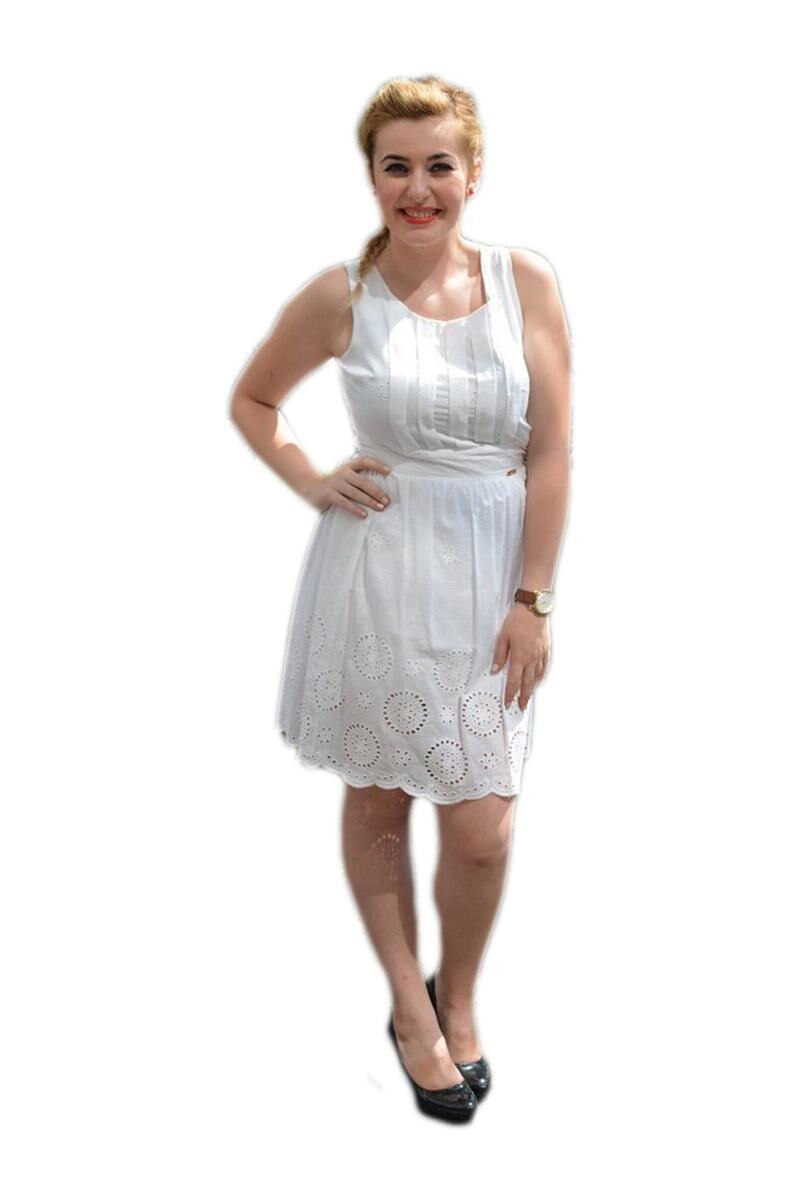 Rochie feminina, de vara cu broderie, D&J Exclusive, Alb