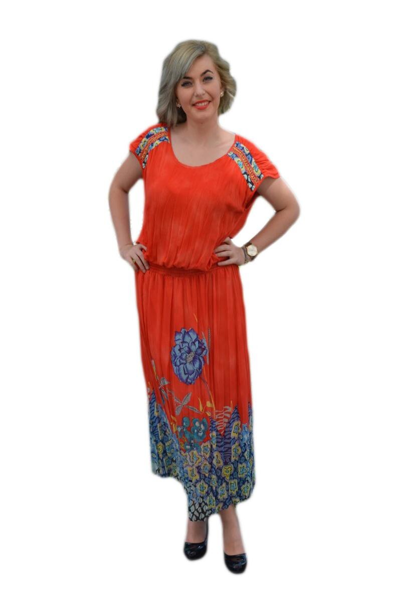 Rochie feminina cu croiala lejera, confortabila, D&J Exclusive, Corai