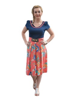 Rochie casual de vara, cu croi evazat din talie, D&J Exclusive, Corai Rochie casual de vara, cu croi evazat din talie, D&J Exclusive, Corai