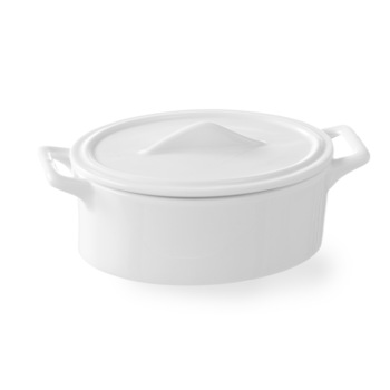 Vas oval cu capac, portelan alb super-rezistent pana la 600 gr C, 183x110x(H)78 mm, Hendi Vas oval cu capac, portelan alb super-rezistent pana la 600 gr C, 183x110x(H)78 mm, Hendi