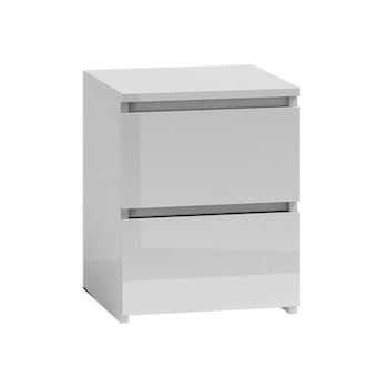 Noptiera cu 2 sertare, model Malwa M2, culoare alb lucios Noptiera cu 2 sertare, model Malwa M2, culoare alb lucios