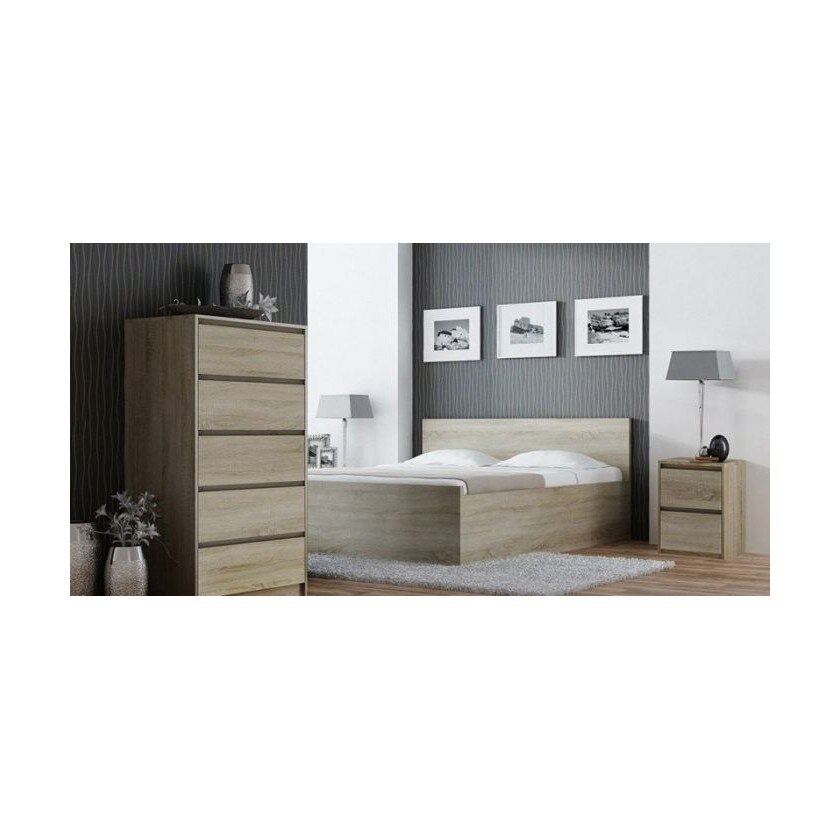 Noptiera cu 2 sertare, model Karo K2, culoare stejar