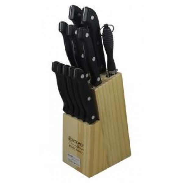 Set Cutiete de Bucatarie Ertone MN-1122,Lama din Otel Inoxidabil,15 Piese ,Suport Lemn