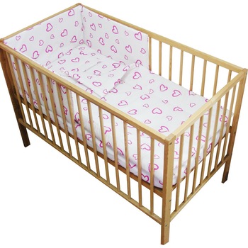 Lenjerie patut bebe cu 4 piese inimioara Lenjerie patut bebe cu 4 piese inimioara