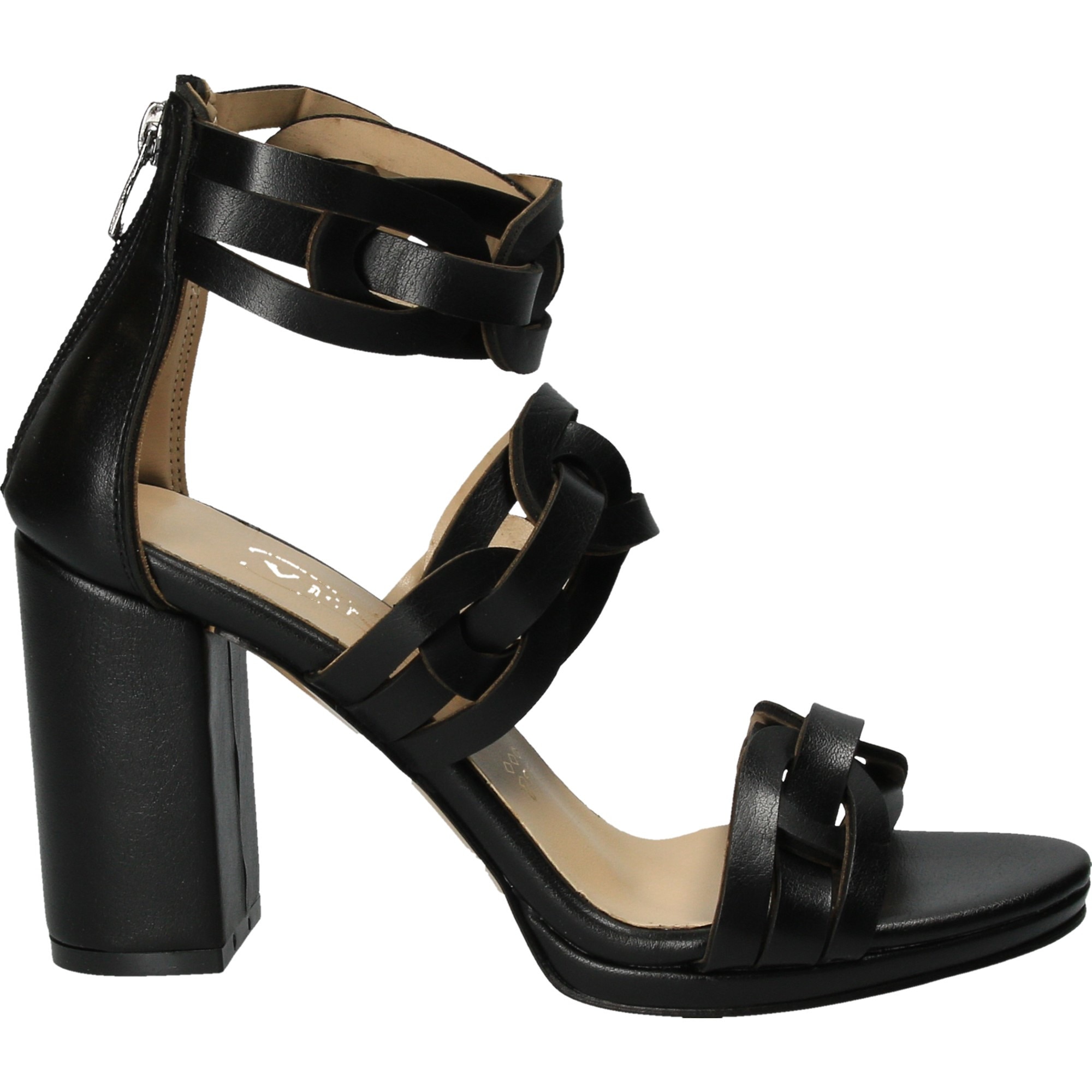 Sandale cu toc ,Ventes elegante din piele ecologica, Negru