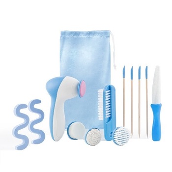 Set 14 piese pentru pedichiura, InnovaGoods, pila electrica cu 4 tipuri de pile, 4 bastonase pentru cuticule, 2 separatoare de degete, dizpozitiv pilire piele dura, perie degete si unghii, saculet de transport Set 14 piese pentru pedichiura, InnovaGoods, pila electrica cu 4 tipuri de pile, 4 bastonase pentru cuticule, 2 separatoare de degete, dizpozitiv pilire piele dura, perie degete si unghii, saculet de transport