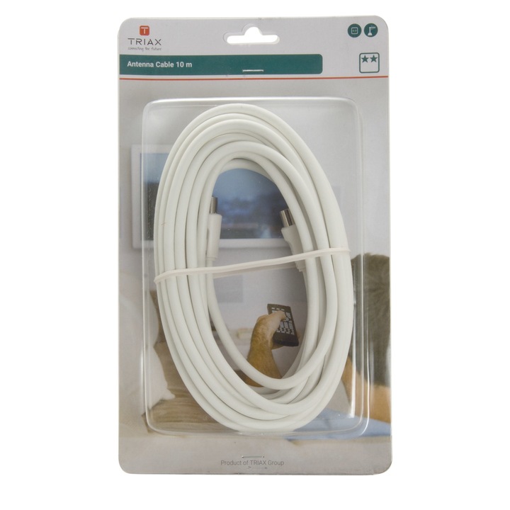 Home RF 5 koax kábel, dugó-aljzat, dupla árnyékolás, 5m, fehér