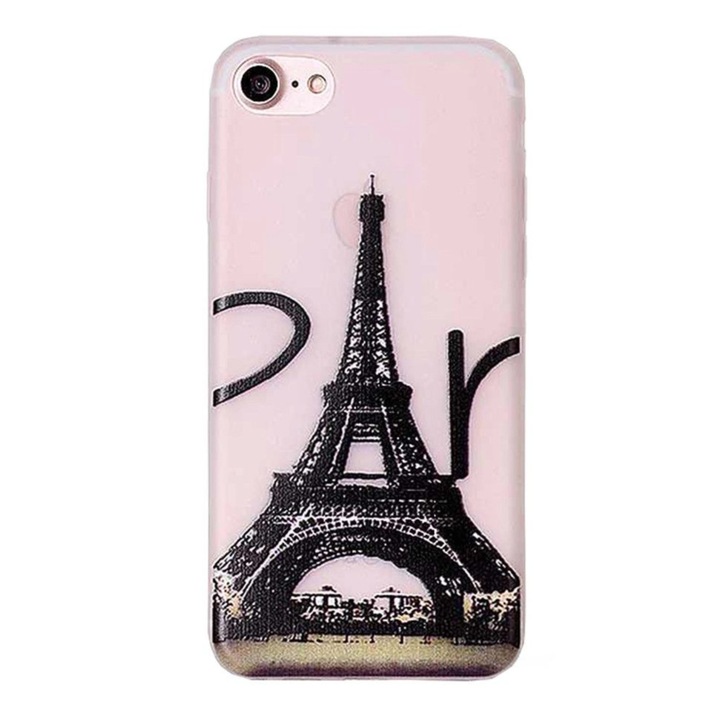 Protectie spate fosforescenta pentru iPhone 7, capac de protectie, husa de protectie, bumper, Turnul Eiffel