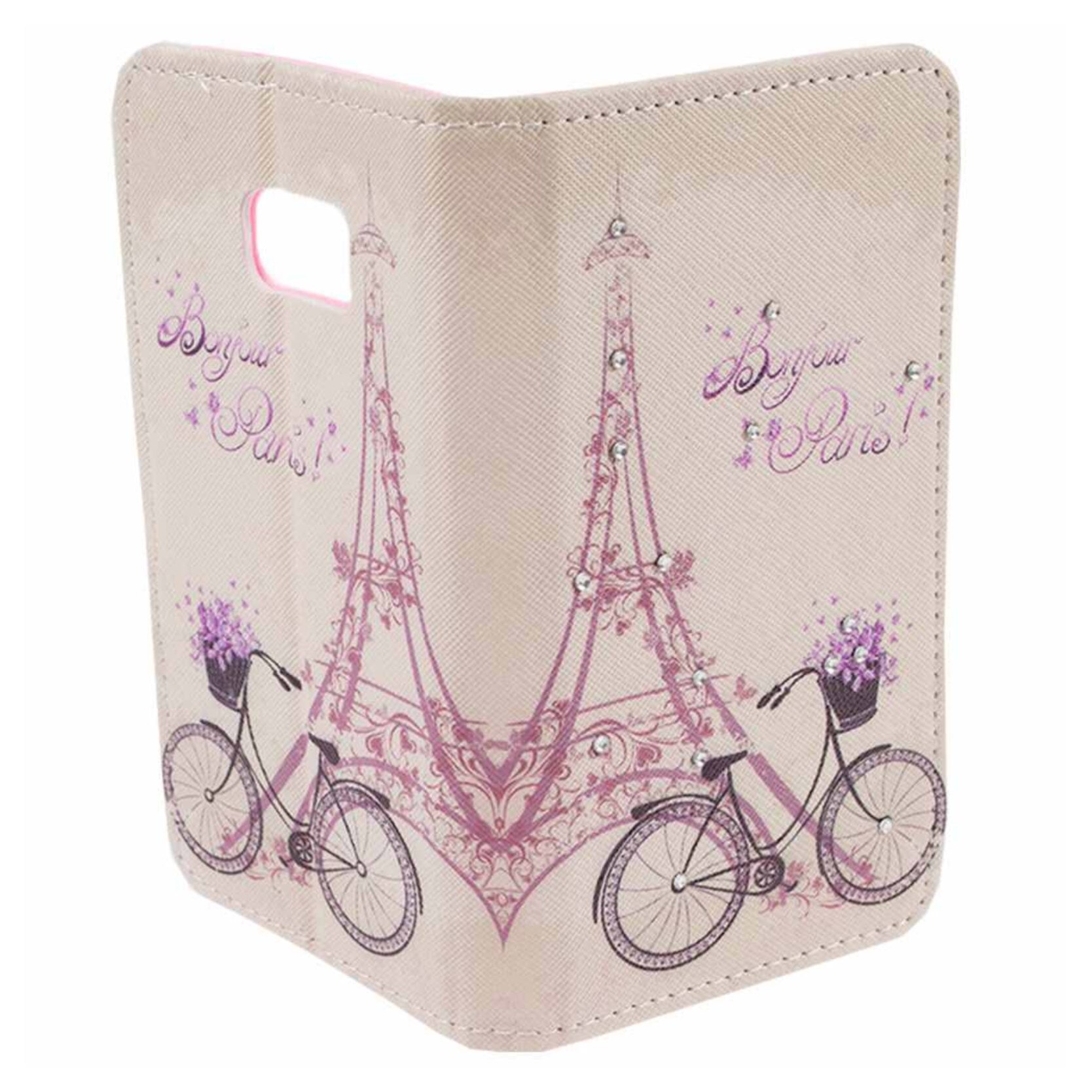 Husa colorata, piele ecologica, Samsung S7, protectie spate, capac de protectie, husa de protectie, bumper, tip carte, Bonjour Paris