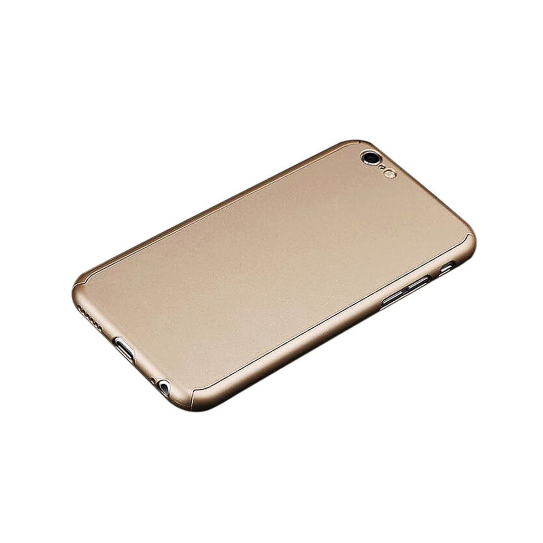 Husa de protectie cu acoperire completa 360 grade + folie protectie sticla pentru iPhone 7, protectie spate, capac de protectie, bumper, auriu