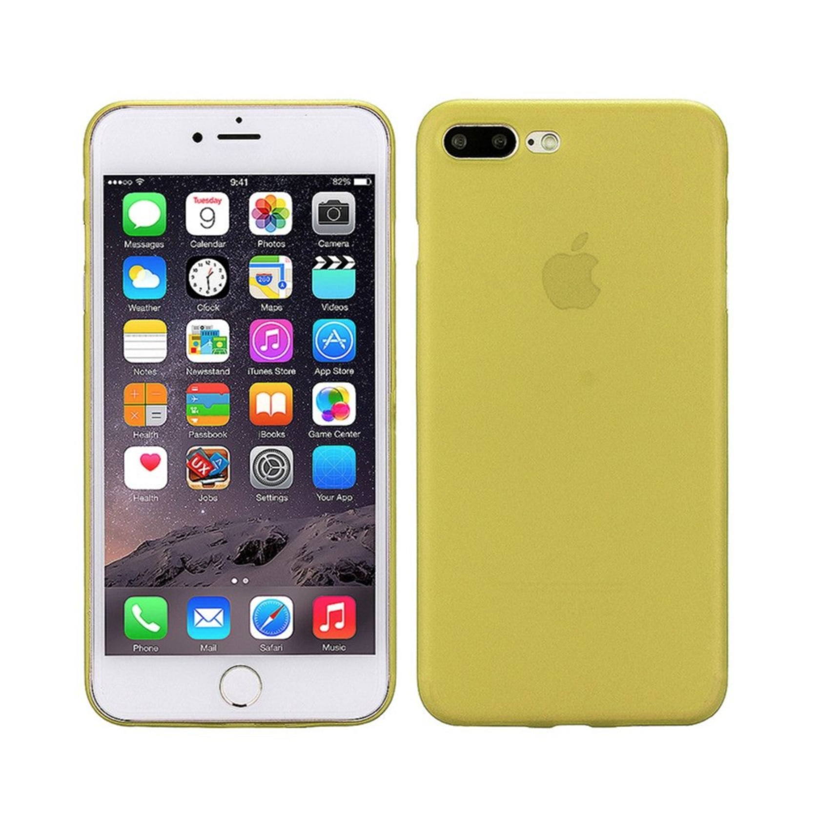 Husa de protectie pentru iPhone 7 Plus, protectie spate, capac de protectie, bumper, galben-transparent, BBL184