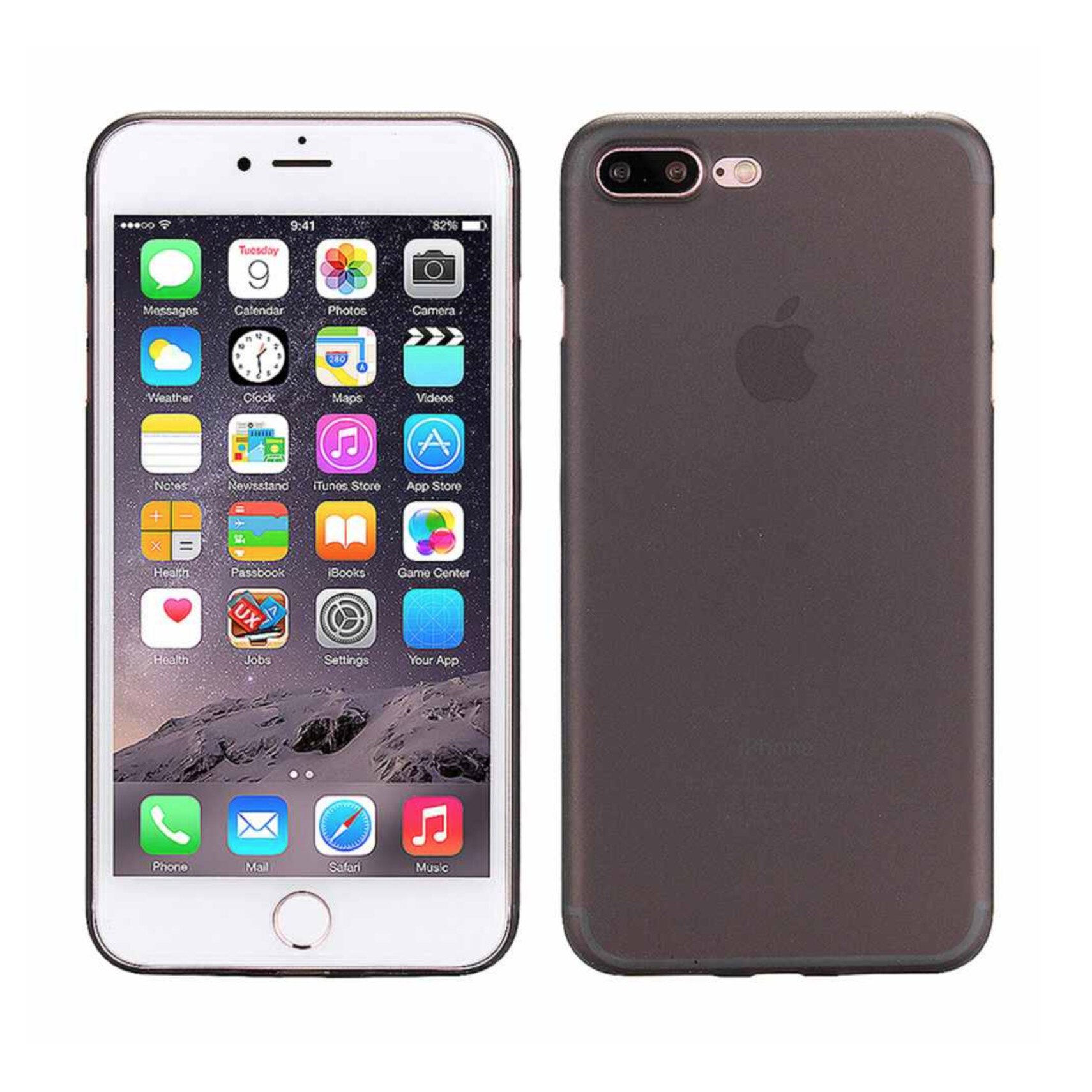 Husa de protectie pentru iPhone 7 Plus, protectie spate, capac de protectie, bumper, gri-transparent