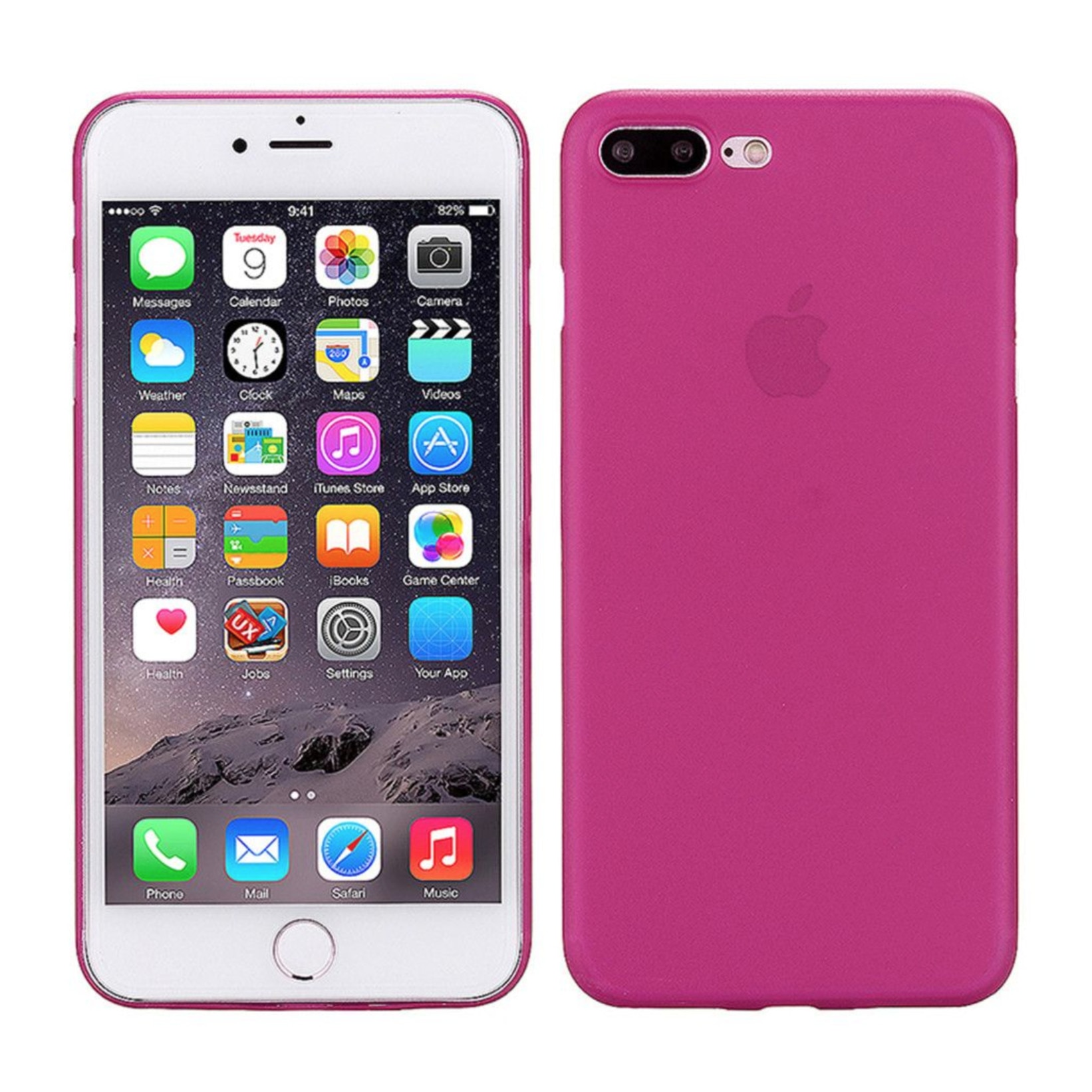 Husa de protectie pentru iPhone 7 Plus, protectie spate, capac de protectie, bumper, rosu trandafiriu-transparent, BBL186