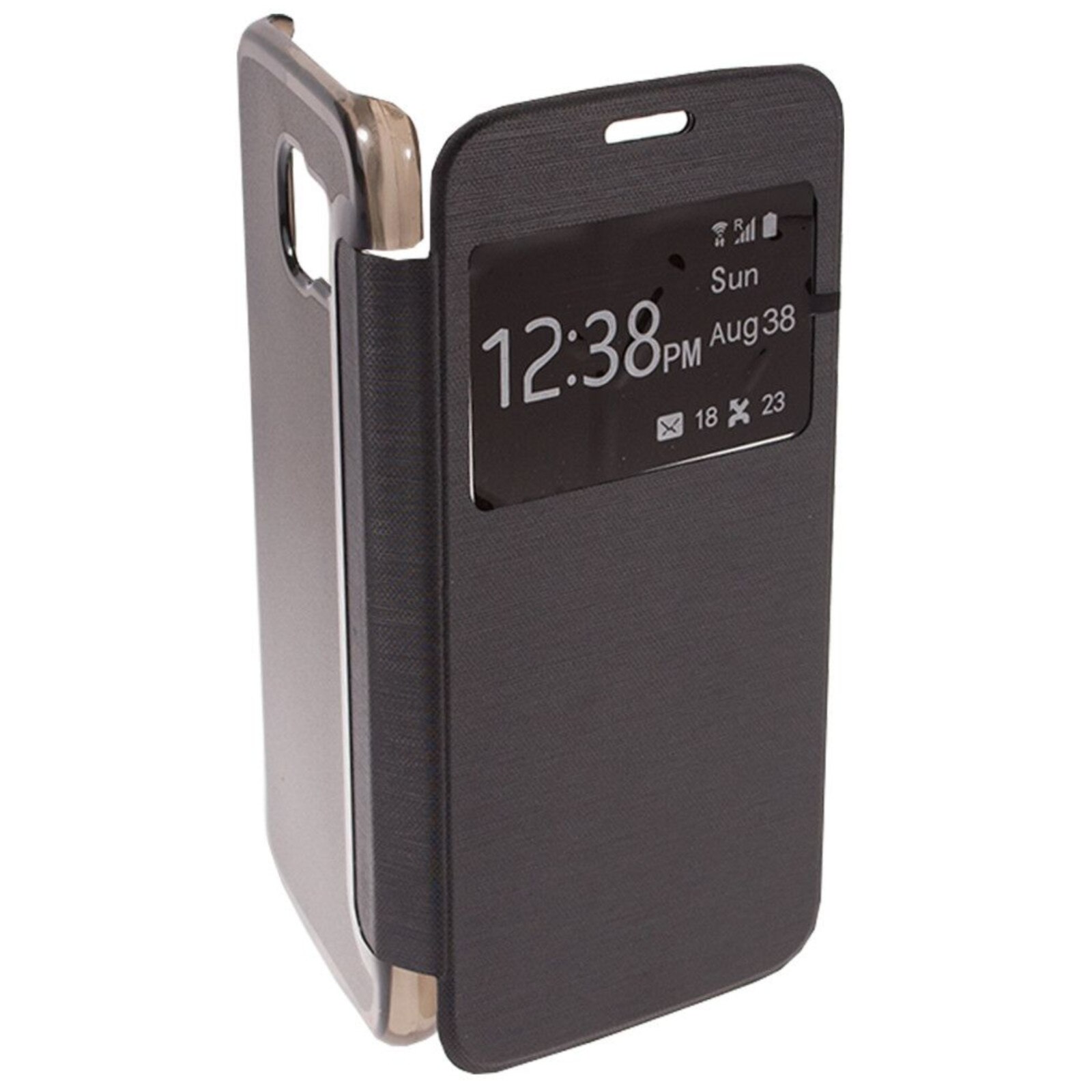 Husa super slim, pentru Samsung Galaxy S6, cu fereastra, protectie spate, capac de protectie, husa de protectie, bumper, negru, BBL203