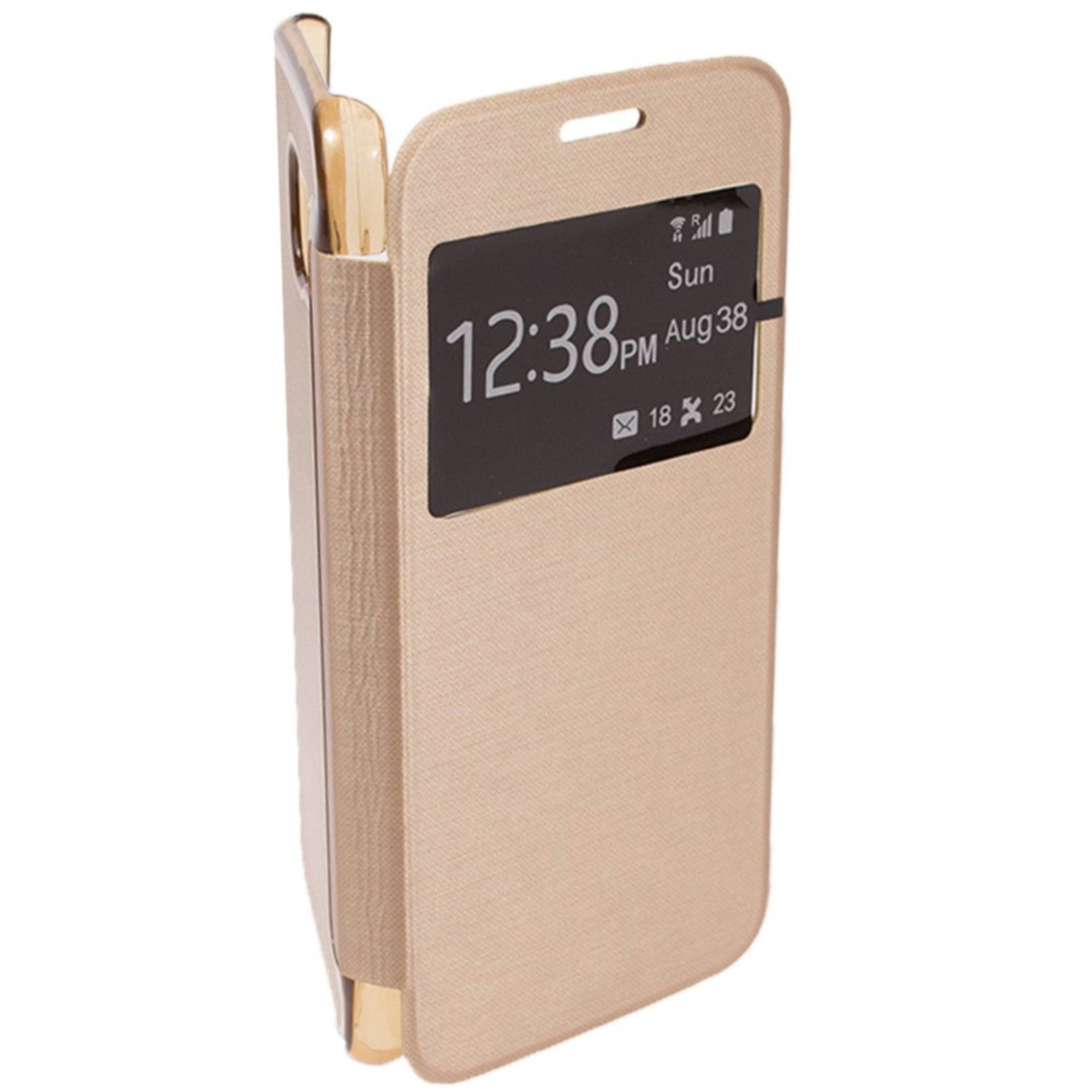 Husa super slim, pentru Samsung Galaxy S6, cu fereastra, protectie spate, capac de protectie, husa de protectie, bumper, auriu, BBL202