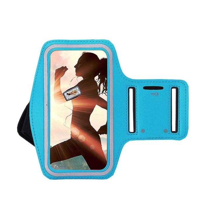 Husa protectie banderola alergare pentru iPhone 6/6S, armband, albastru deschis, BBL197