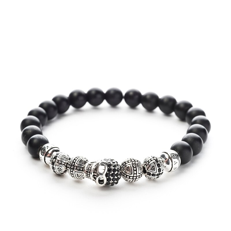 Bratara de margele negre onix, model Enzo, pentru El