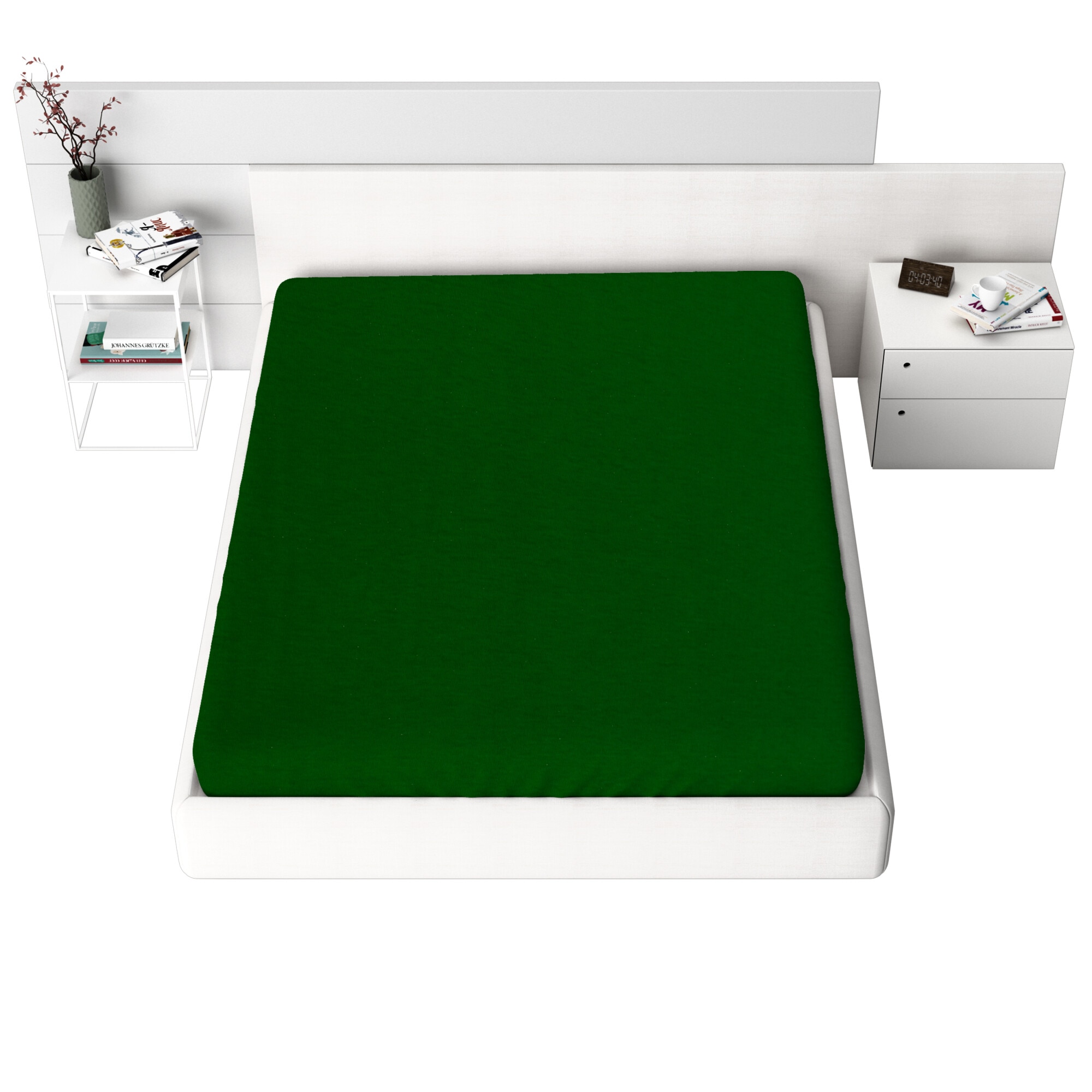 Cearceaf de pat Jersey cu elastic 160x200 cm, Verde, cod 33