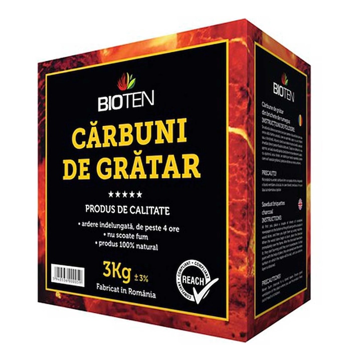 Carbune de gratar 3 kg brichete din rumegus Bioten