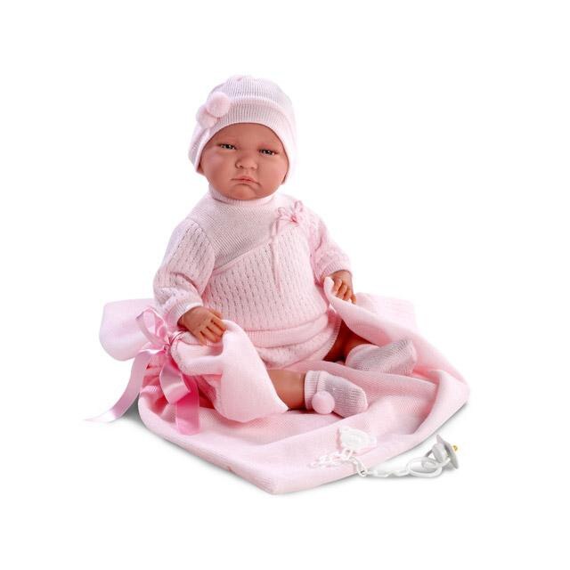 Papusa Llorens Baby Lala care plange cu patura 40 cm