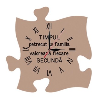 Ceas puzzle, personalizat - Timpul petrecut cu familia ta valoreaza fiecare secunda - cafeniu distins, 30 x 30 cm Ceas puzzle, personalizat - Timpul petrecut cu familia ta valoreaza fiecare secunda - cafeniu distins, 30 x 30 cm