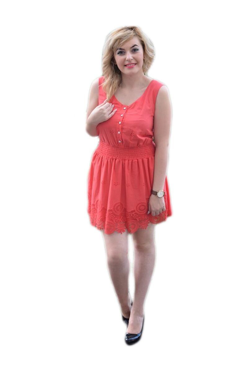 Rochie feminina,de vara brodata, D&J Exclusive, Corai