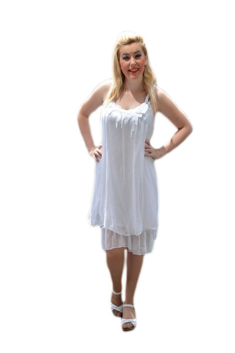 Rochie vaporoasa din matase, D&J Exclusive, Alb