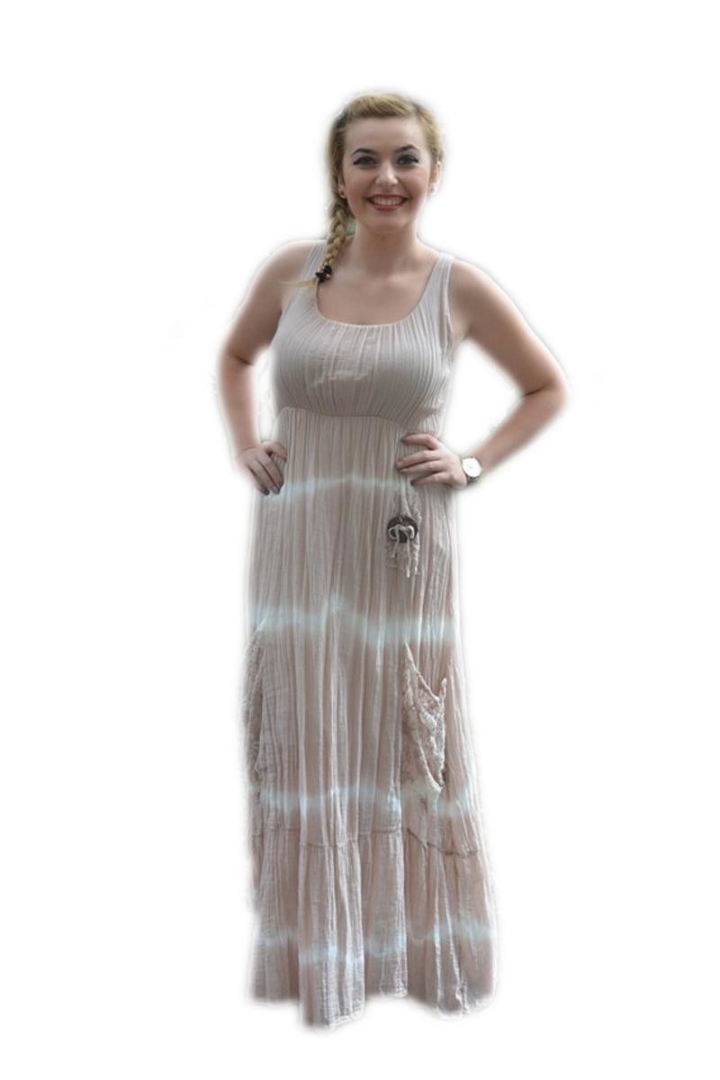 Rochie cu insertii de elastic sub bust, D&J Exclusive, Roz Pudra