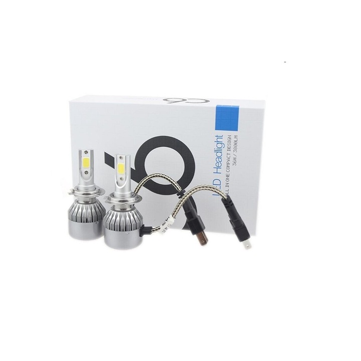 Kit 2 LED auto h7 36w 3800 lumeni 6000k C6 12-24v Flexzon