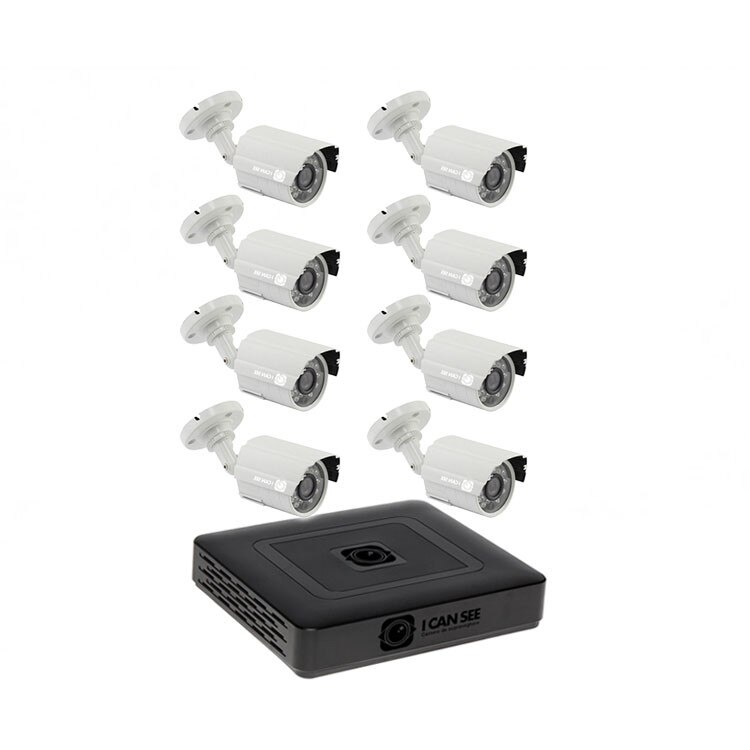 Kit supraveghere ICANSEE ICS-KU200-8S cu 8 camere de exterior ICSS-UHD2000 FullHD si DVR 8 canale Full HD, 1 canal audio