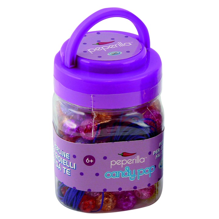 Set margele de sticla colorata + 5 m cordon colorat Peperilla