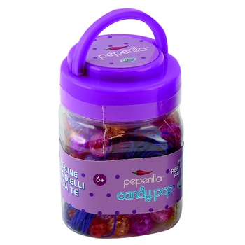 Set margele de sticla colorata + 5 m cordon colorat Peperilla Set margele de sticla colorata + 5 m cordon colorat Peperilla