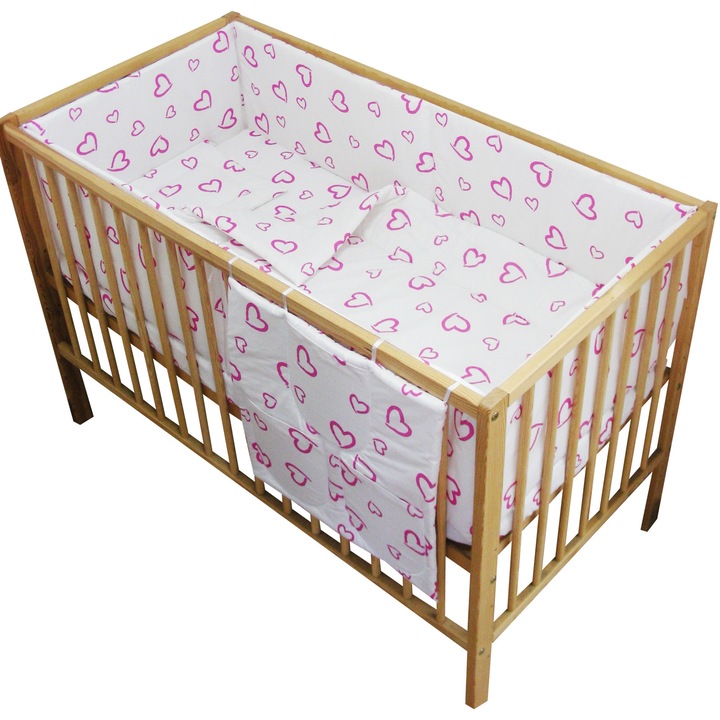 Lenjerie patut bebe cu 6 piese inimioara