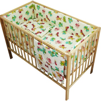 Lenjerie patut bebe cu 6 piese zmee Lenjerie patut bebe cu 6 piese zmee