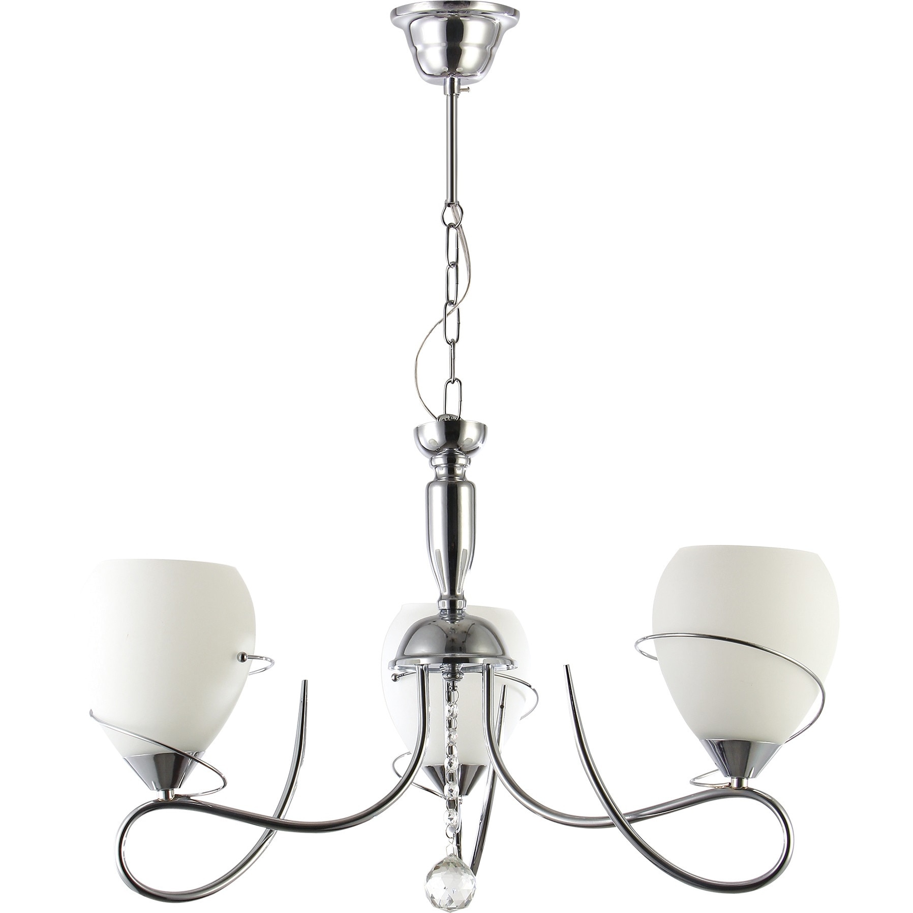 Lustra Maky, crom, E27 x 3 x 60w , abajur alb