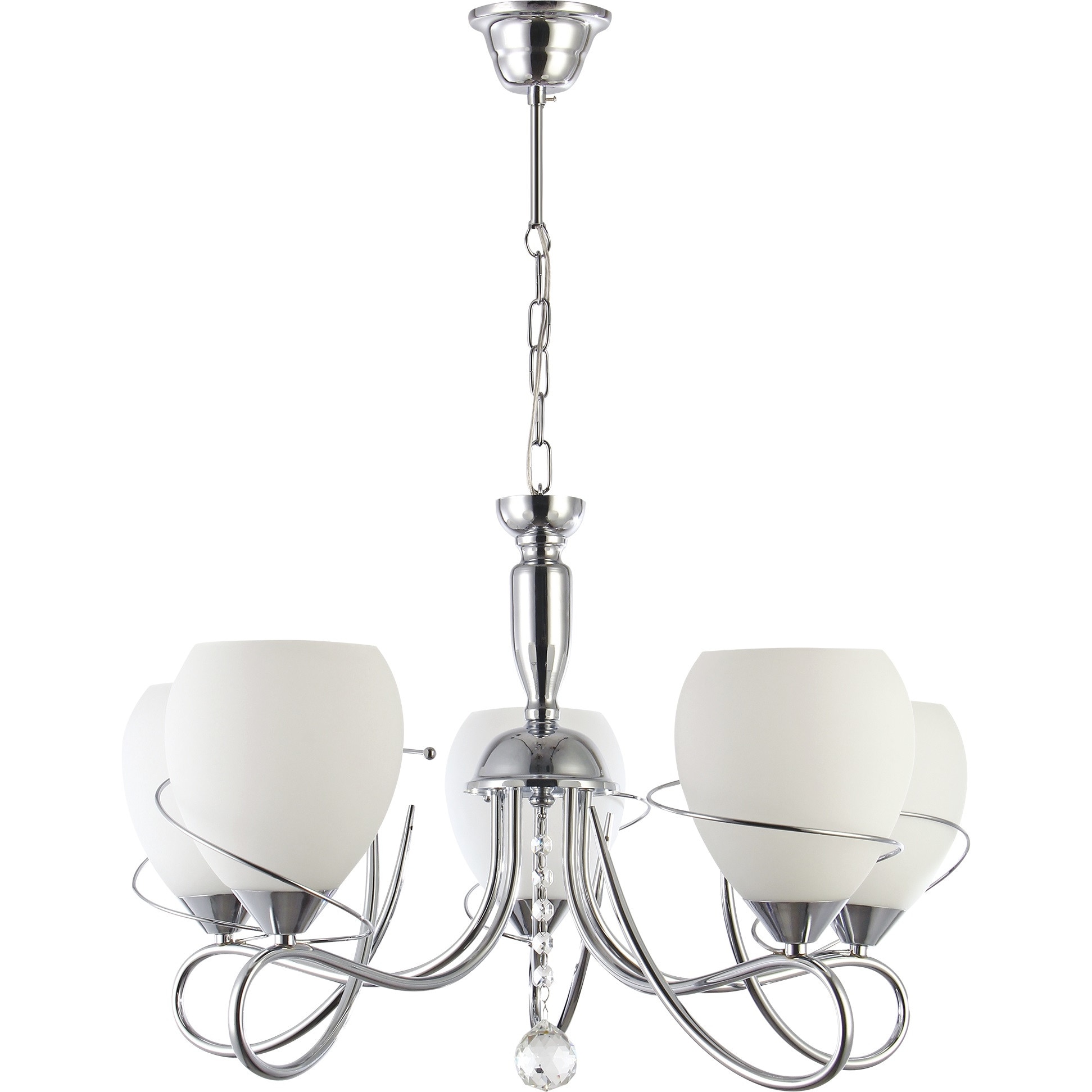 Lustra Maky, crom, E27 x 5 x 60w , abajur alb