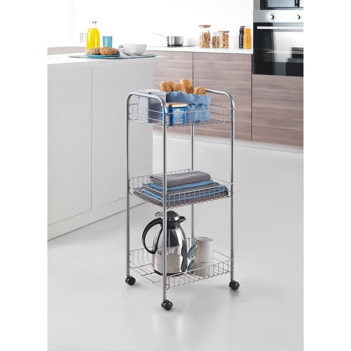 Metaltex polc kerekekkel, 3 polc, Montreal modell, 34x31x84cm