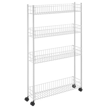 Etajera cu roti Metaltex, 4 rafturi, model Fino 4, 58x16x95 cm, metal plastifiat Etajera cu roti Metaltex, 4 rafturi, model Fino 4, 58x16x95 cm, metal plastifiat
