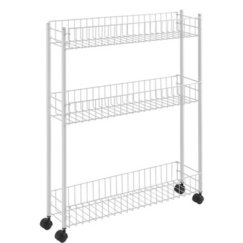 Etajera cu roti Metaltex, 3 rafturi, model Fino 3, 58x16x72 cm, model plastifiat Etajera cu roti Metaltex, 3 rafturi, model Fino 3, 58x16x72 cm, model plastifiat