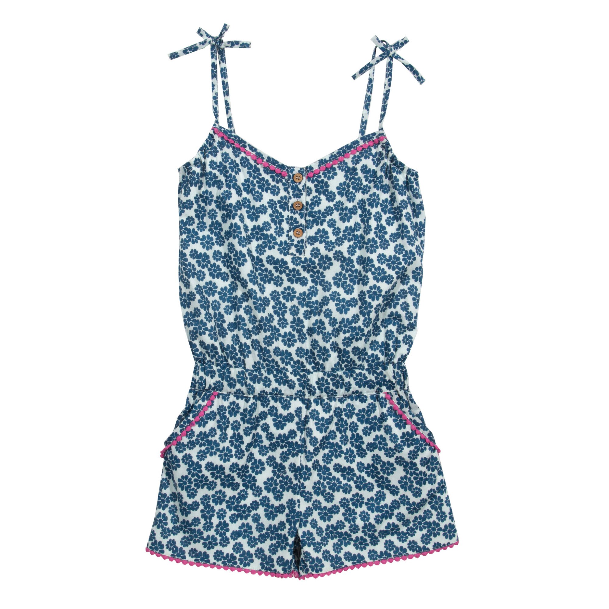 Salopeta Ditsy 100% bumbac organic, Albastru, Albastru