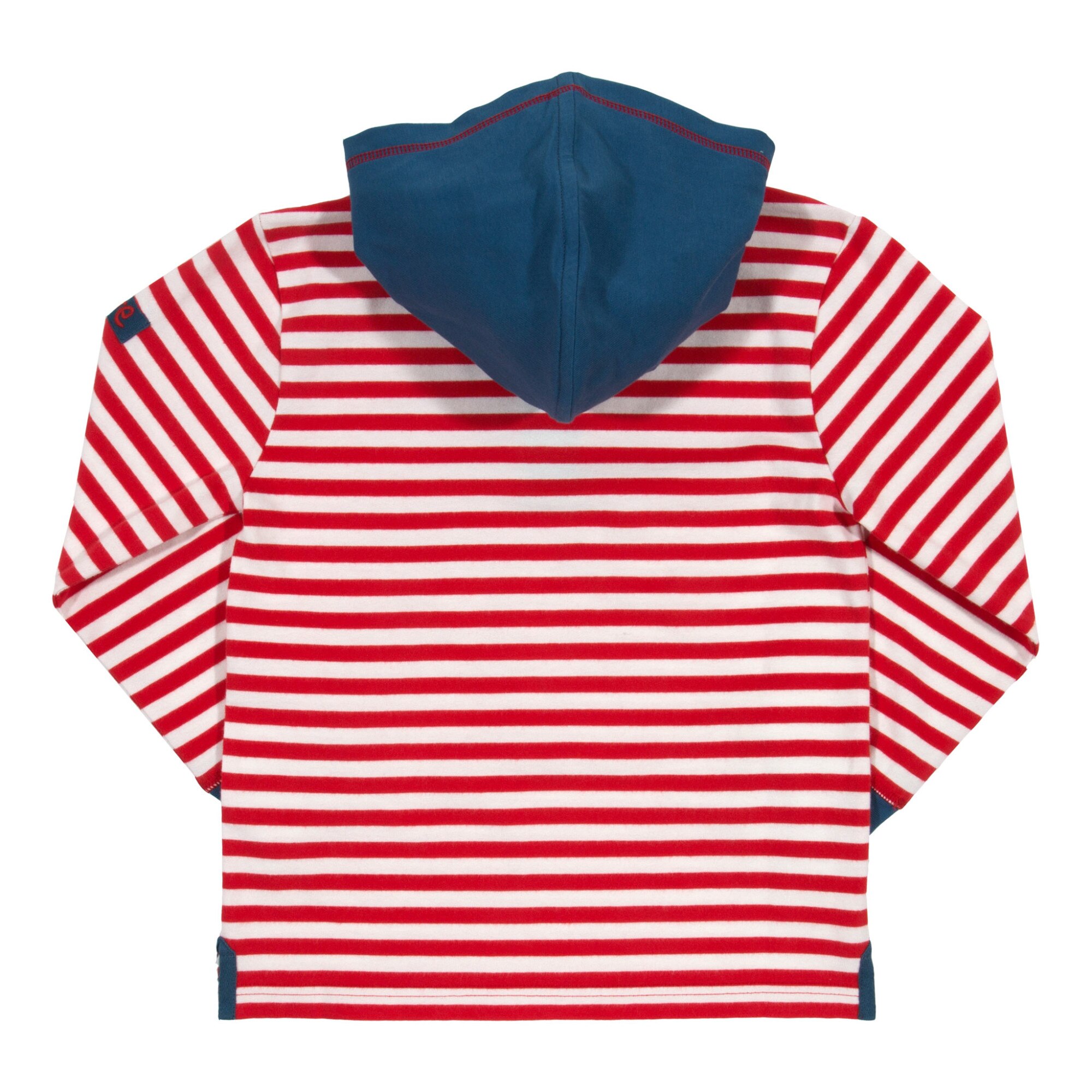 Bluza cu dungi si gluga 100% bumbac organic, Alb/Rosu