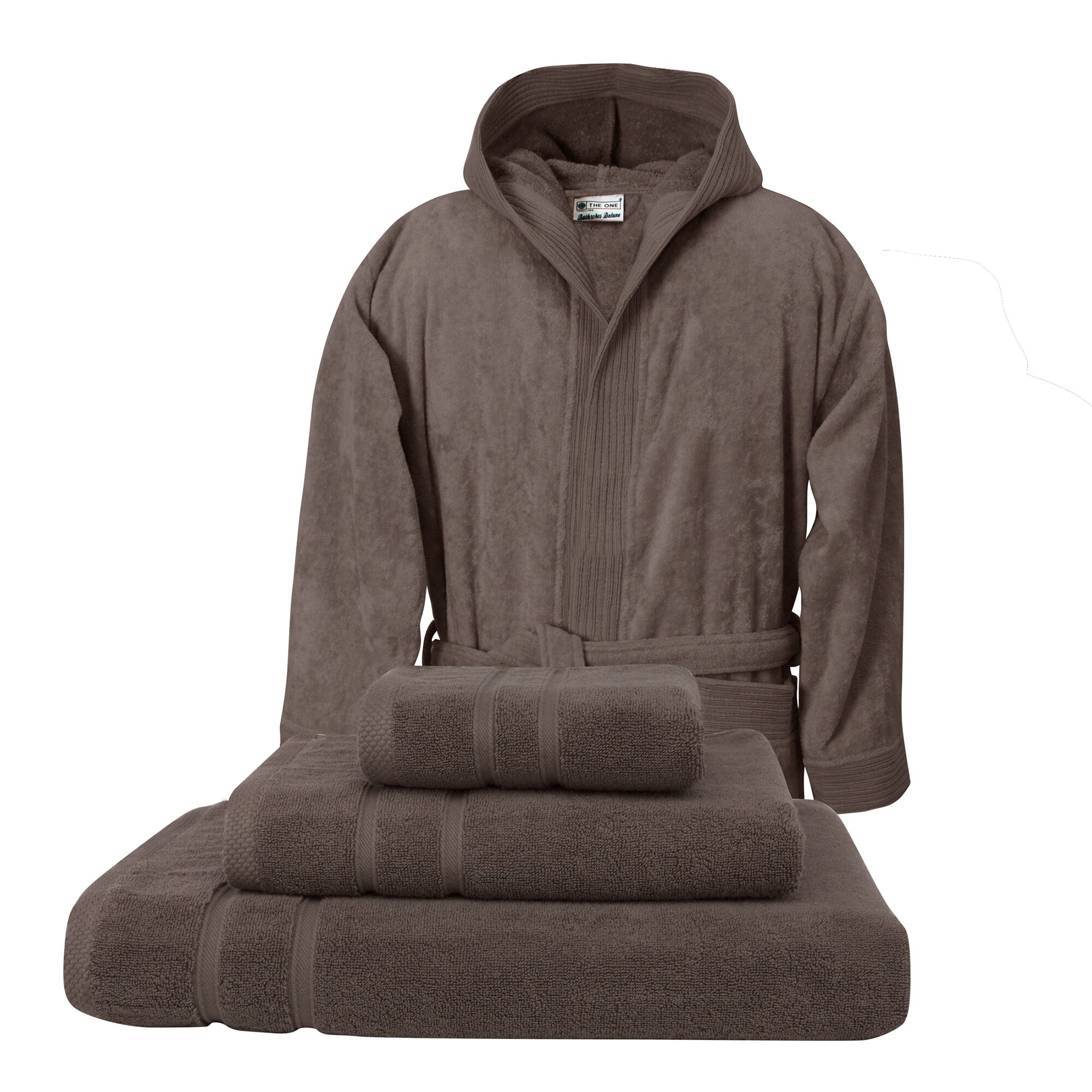 Set baie halat XXL/XXXL si prosoape Exclusivity Collection, 675 gr/mp, Taupe, 100% bumbac Terry Selection