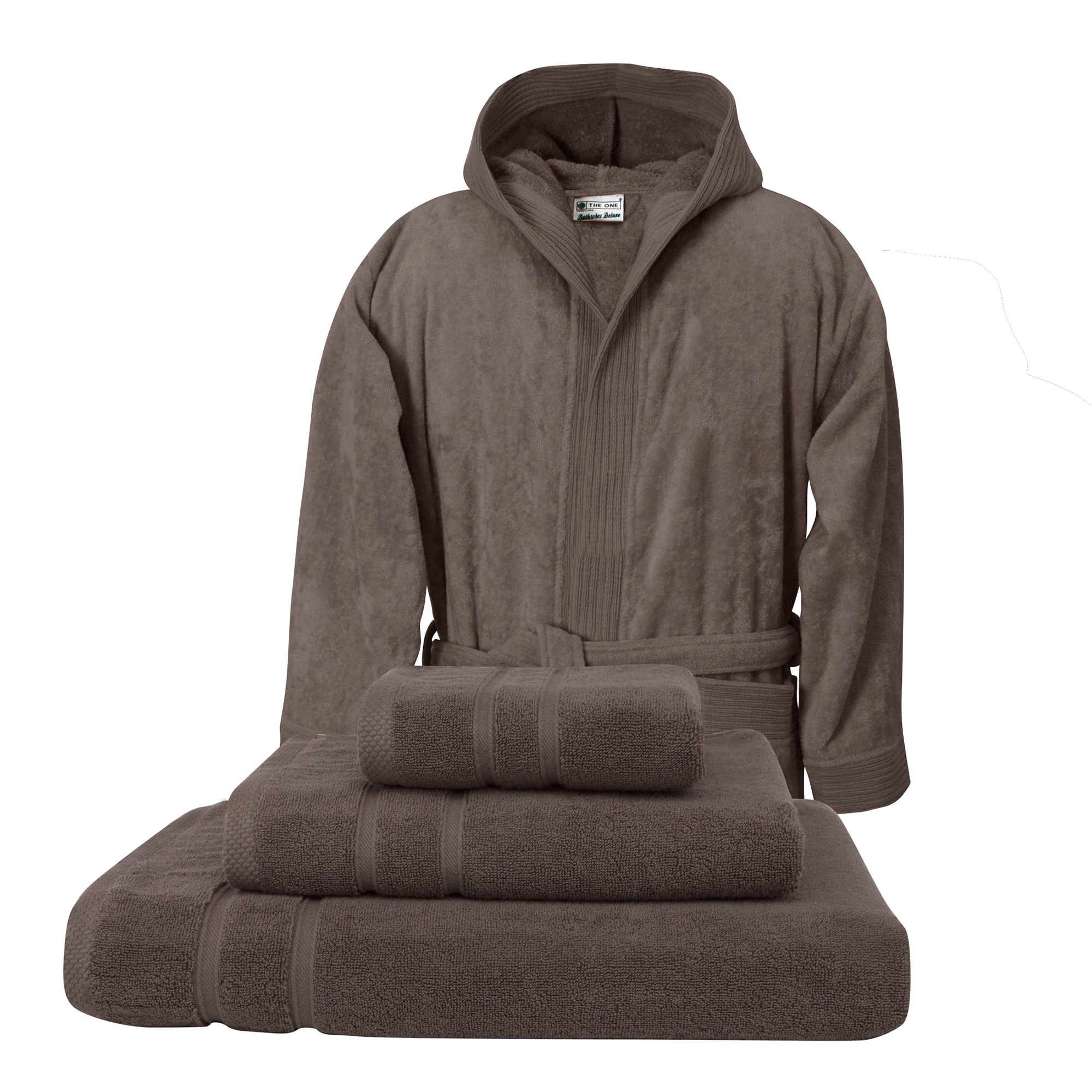 Set baie halat L/XL si prosoape Exclusivity Collection, 675 gr/mp, Taupe, 100% bumbac Terry Selection