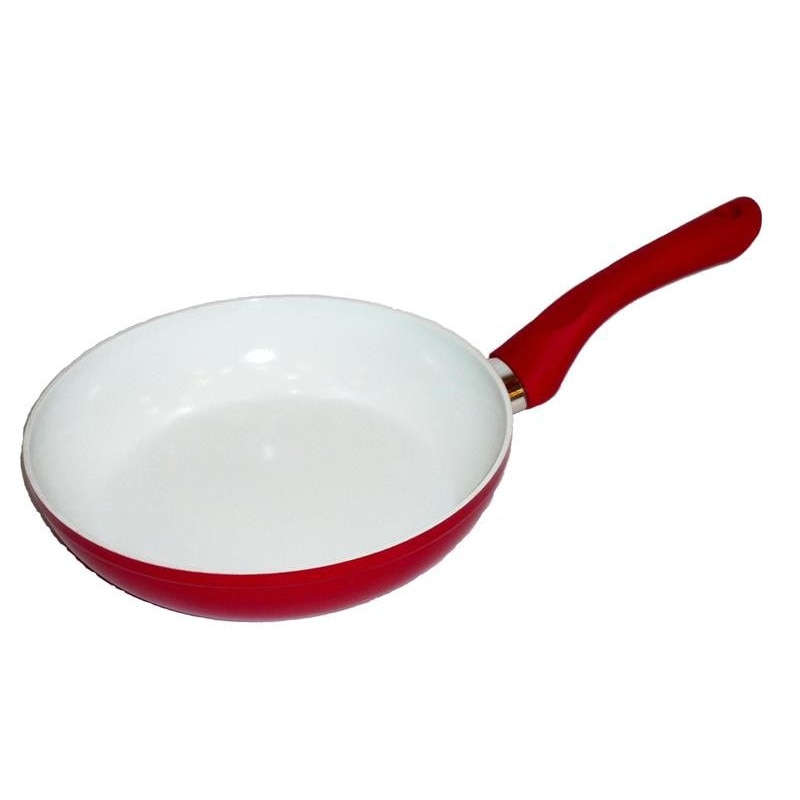 Tigaie aluminiu cu grosimea peretilor de 2,10 mm , 24 cm, Rosu, ZILAN, ZLN-8112, si Set 3 piese cutite inox grunberg