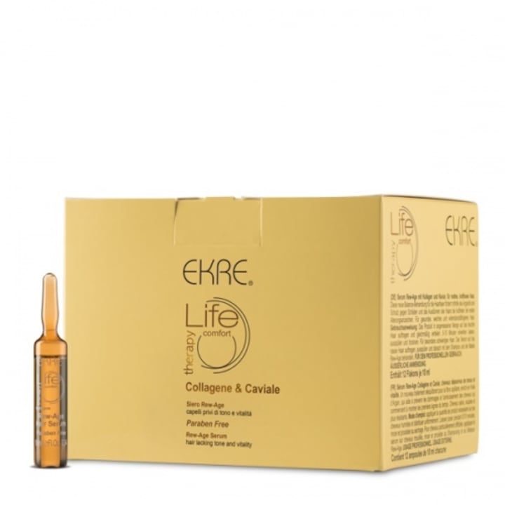 Възстановяващи ампули за коса EKRE Therapy Collagen&Caviar, 12 x 10 мл