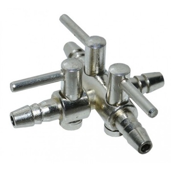 Teu metalic cu 3 robineti pentru aer acvariu Teu metalic cu 3 robineti pentru aer acvariu