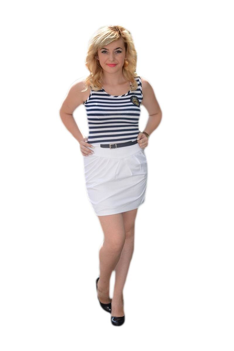 Rochie de vara, model lung cu snur la gat si elastic lejer, D&j Exclusive, Alb