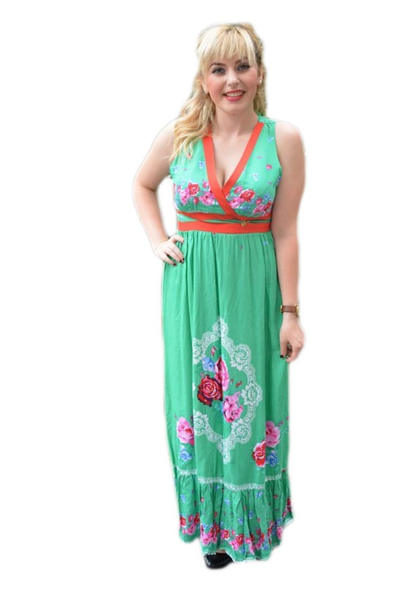 Rochie rafinata model lung, fara maneci, D&J Exclusive, Verde