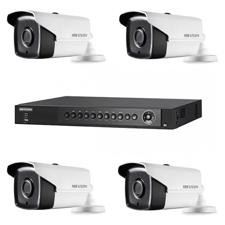 Kit sistem complet 8 camere supraveghere exterior HIKVISION FULL HD 80 m IR