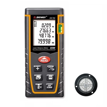 Telemetru laser profesional 80 m, SNDWAY, seria T, precizie +/- 2mm, protectie IP54 (ploaie si praf), boloboc, placa reflectoare, Nivela circulara cu bula Telemetru laser profesional 80 m, SNDWAY, seria T, precizie +/- 2mm, protectie IP54 (ploaie si praf), boloboc, placa reflectoare, Nivela circulara cu bula